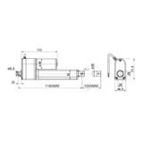 Vérin électrique 500N 50kg course 1000MM actionneur linéaire avec potentiomètre intégré (Modèle 0041676)