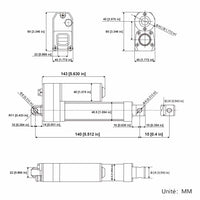 10MM 3500N Vérin électrique étanche IP67 / Vérin électrique extérieur