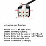 Câble d'alimentation d'extension de 2,5 m pour vérins électriques de type A ou B avec capteur à effet Hall (Modèle 0043043)