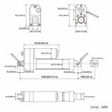 3500N Vérin électrique étanche IP67 / Vérin silencieux 1000MM Course