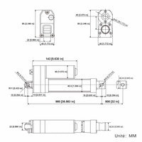 3500N Vérin électrique étanche IP67 / Vérin silencieux 800MM Course