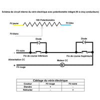 Vérin électrique 1000N 100kg course 600MM actionneur linéaire avec potentiomètre intégré (Modèle 0041507-2)