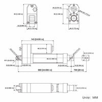 Vérin électrique étanche & silencieux | Capteur effet hall intégré – 700MM course (Modèle 0041944-1)