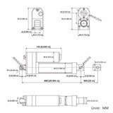 Vérin électrique étanche & silencieux | Capteur effet hall intégré – 800MM course (Modèle 0041945-1)