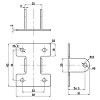 Support de montage fixe C pour verin électrique (Modèle 0043006)